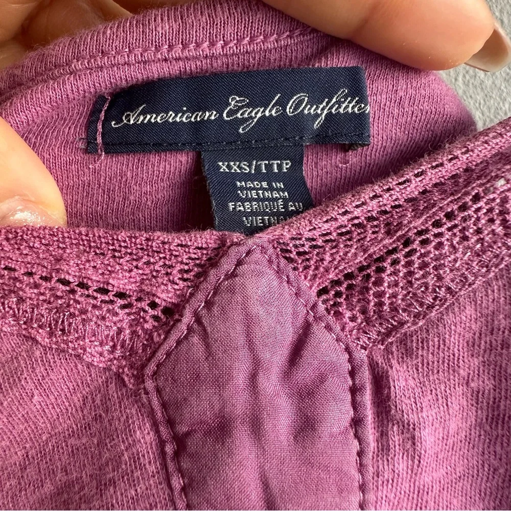 Vintage American Eagle Babydoll Silk Lace Trim Sweetheart Neckline Camis Purple - Picture 10 of 11
